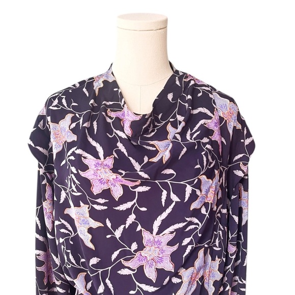 ISABEL MARANT ETOILE NWOT Oxel City draped floral blouse in Faded Night Size 36 - Picture 4 of 9